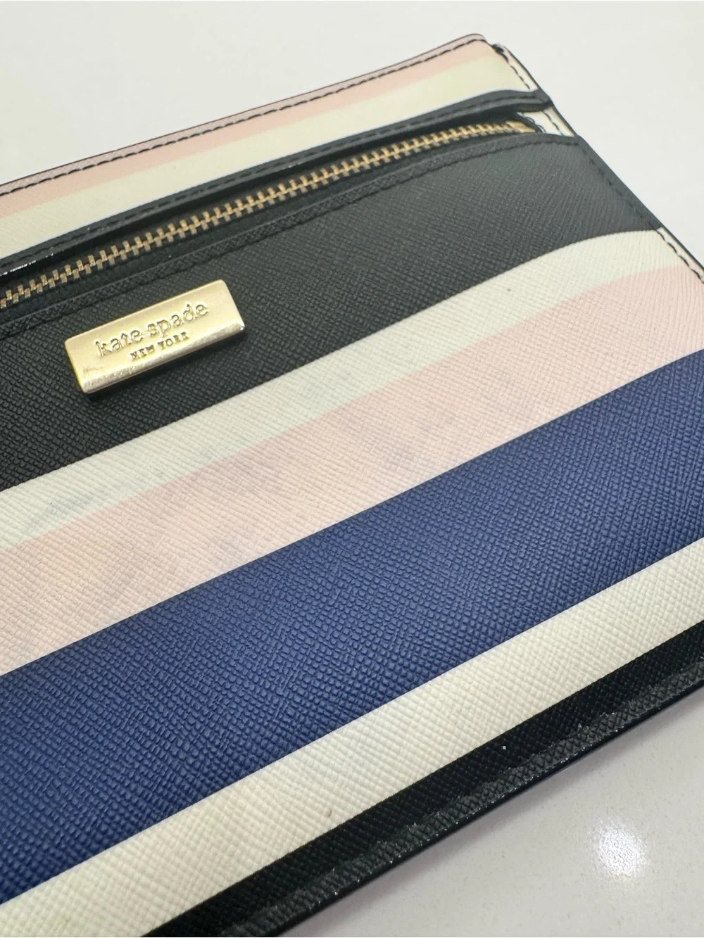 kate spade striped wristlet